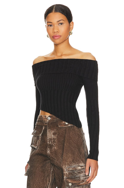 superdown Regina Off Shoulder Sweater in Black