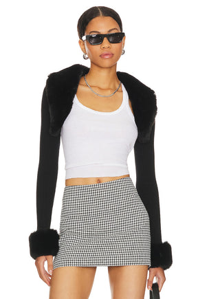 superdown Amy Faux Fur Bolero in Black