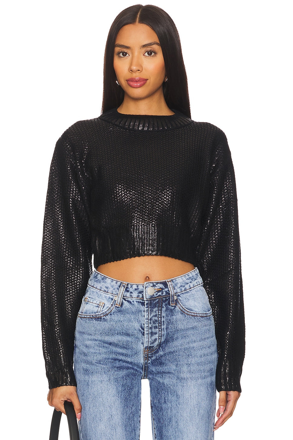 superdown Elaine Metallic Sweater in Black Metallic