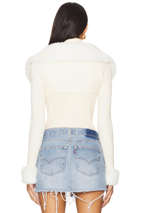 superdown Amy Faux Fur Bolero in Ivory