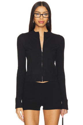 superdown Carlinne Zip Up Sweater in Black