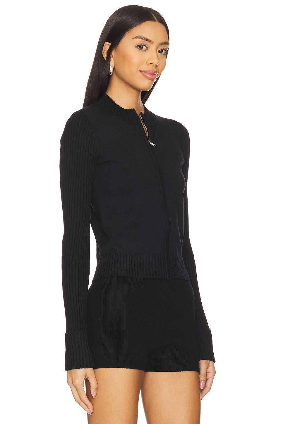 superdown Carlinne Zip Up Sweater in Black