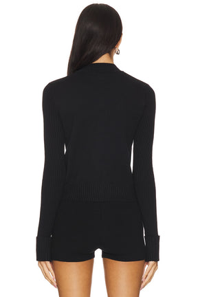 superdown Carlinne Zip Up Sweater in Black