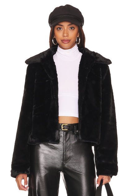 superdown Tianna Faux Fur Jacket in Black