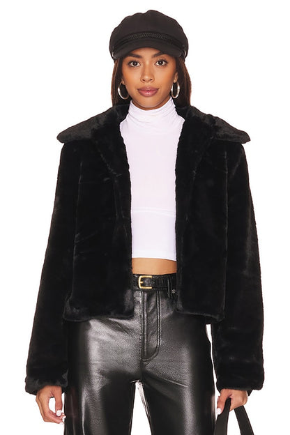 superdown Tianna Faux Fur Jacket in Black