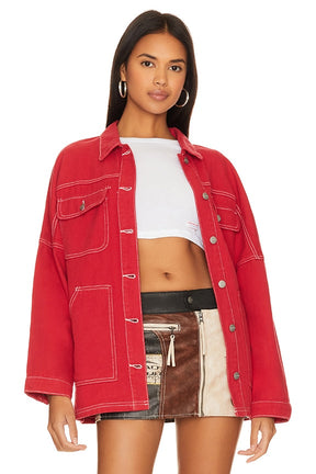 superdown Davey Denim Jacket in Brick Red