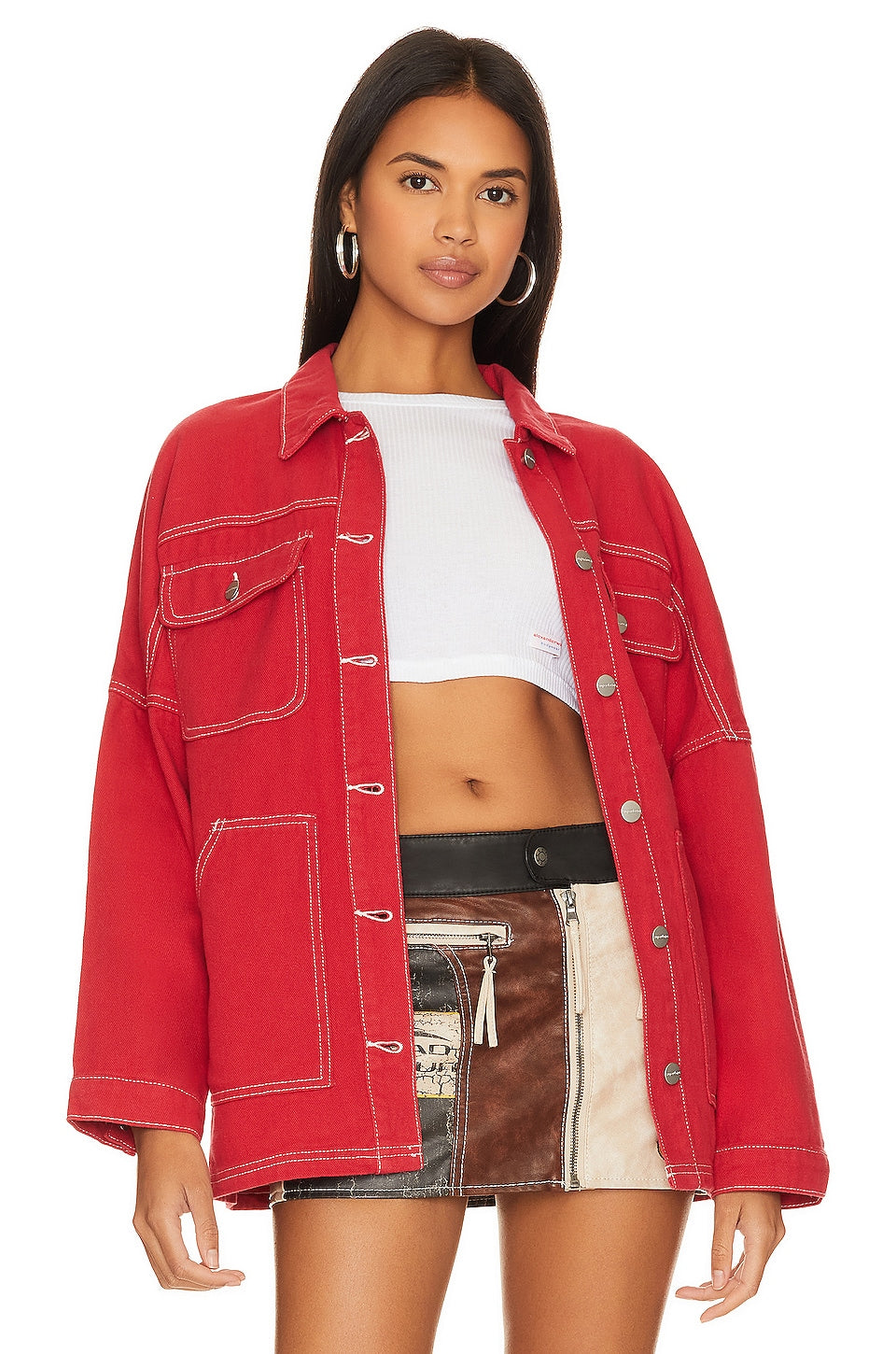 superdown Davey Denim Jacket in Brick Red