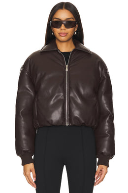 superdown Sanja Faux Leather Jacket in Brown