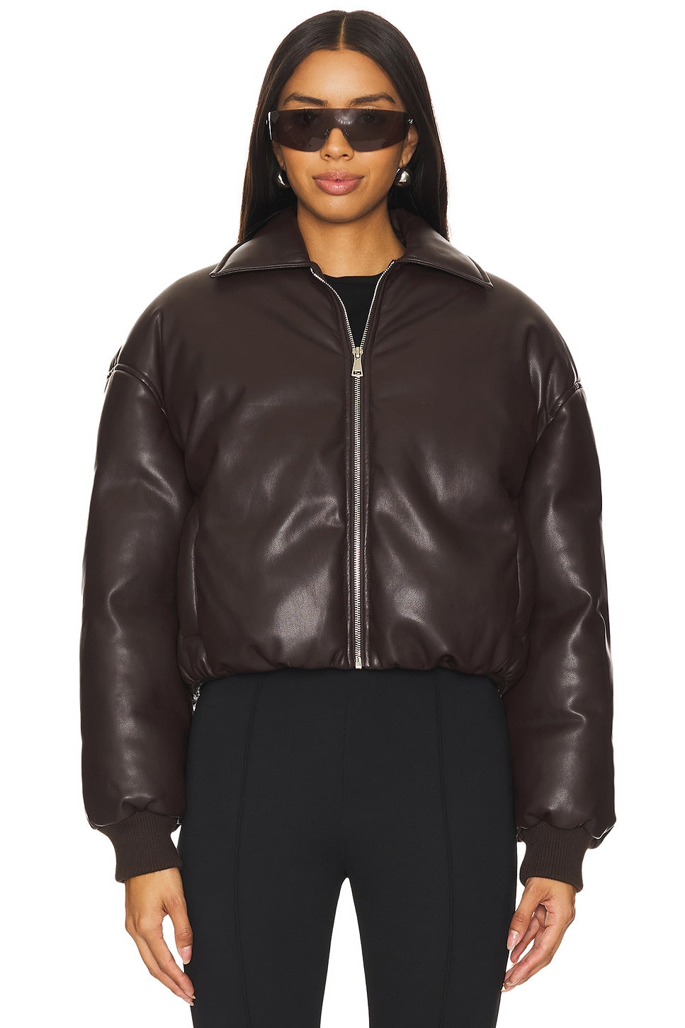 superdown Sanja Faux Leather Jacket in Brown