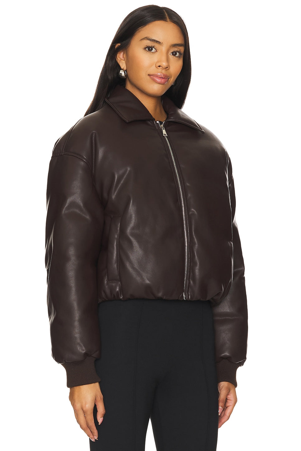 superdown Sanja Faux Leather Jacket in Brown