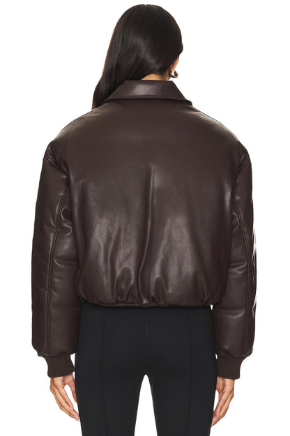 superdown Sanja Faux Leather Jacket in Brown