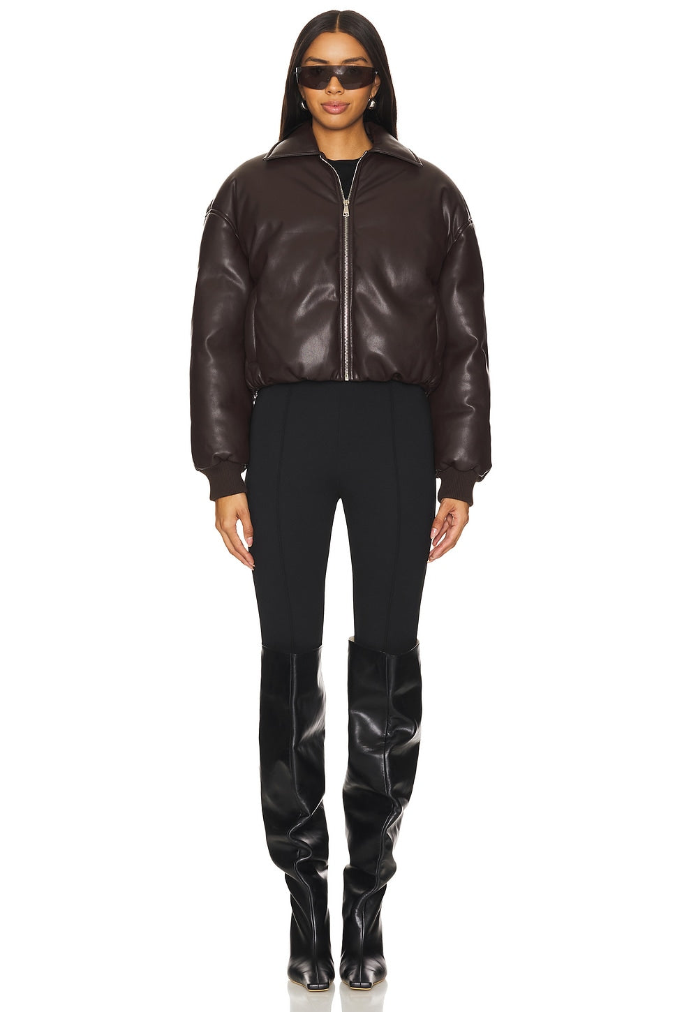 superdown Sanja Faux Leather Jacket in Brown