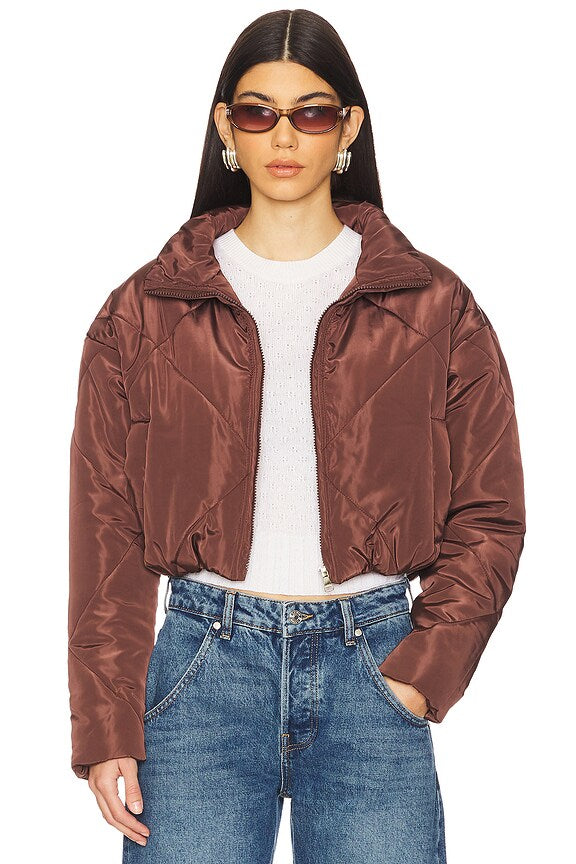 superdown Rania Cropped Jacket in Brown