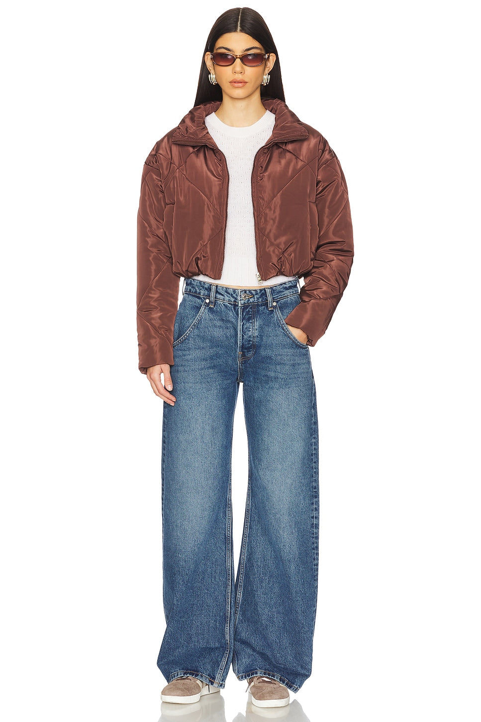 superdown Rania Cropped Jacket in Brown