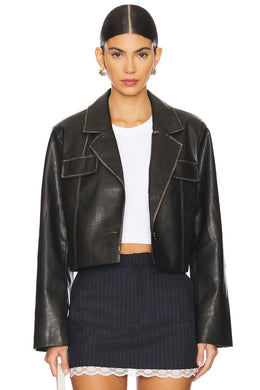 superdown Blakely Faux Leather Jacket in Black