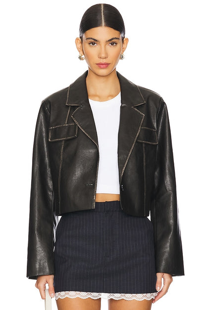 superdown Blakely Faux Leather Jacket in Black