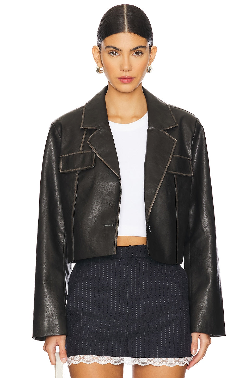 superdown Blakely Faux Leather Jacket in Black