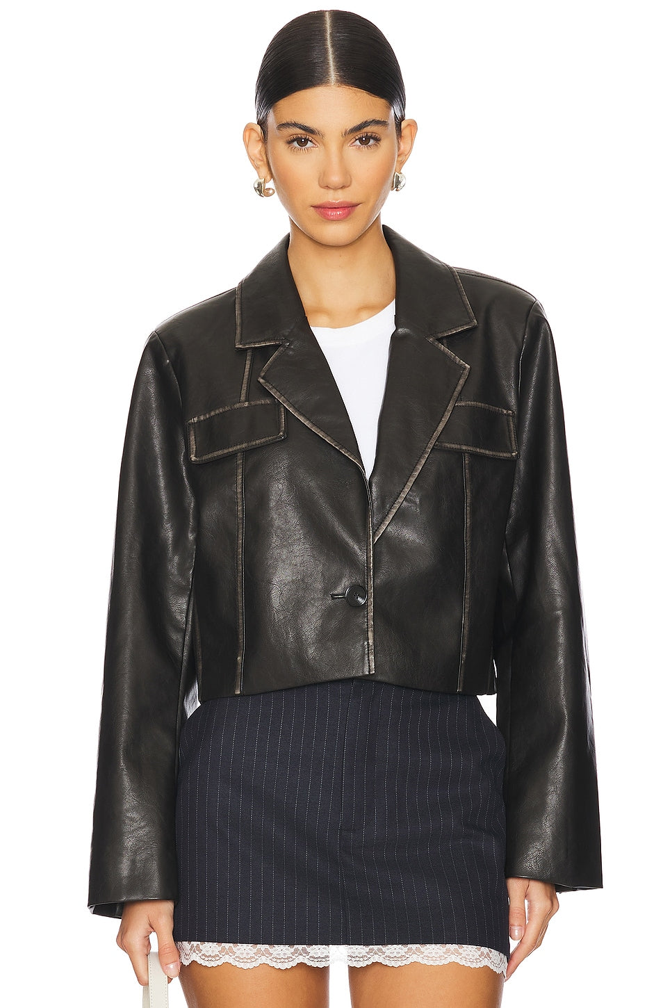 superdown Blakely Faux Leather Jacket in Black