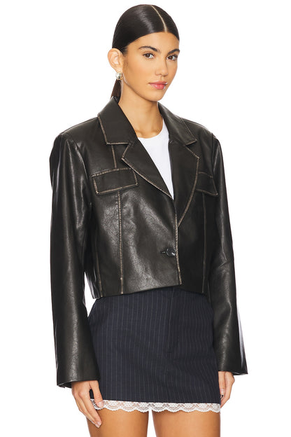 superdown Blakely Faux Leather Jacket in Black