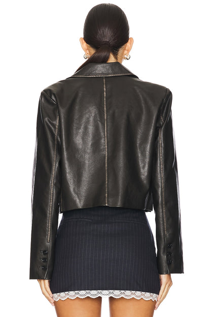 superdown Blakely Faux Leather Jacket in Black