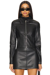 superdown Haydenn Faux Leather Jacket in Black