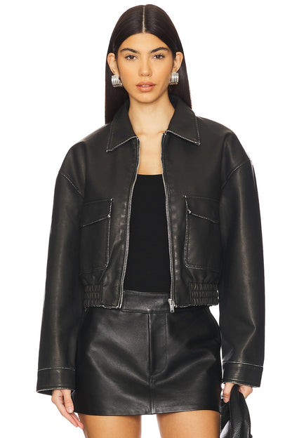 superdown Lolo Faux Leather Jacket in Black
