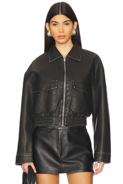 superdown Lolo Faux Leather Jacket in Black