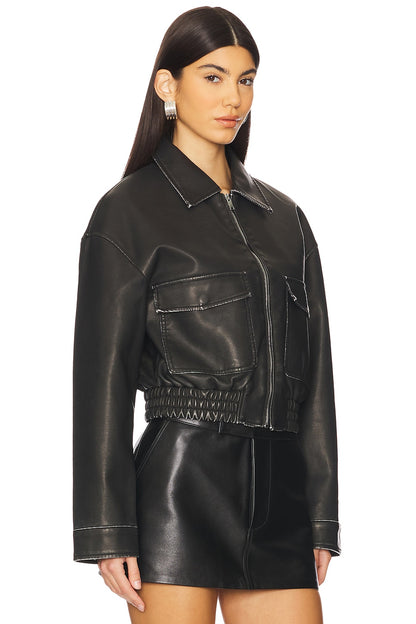 superdown Lolo Faux Leather Jacket in Black