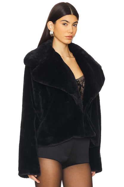 superdown Willow Faux Fur Coat in Black