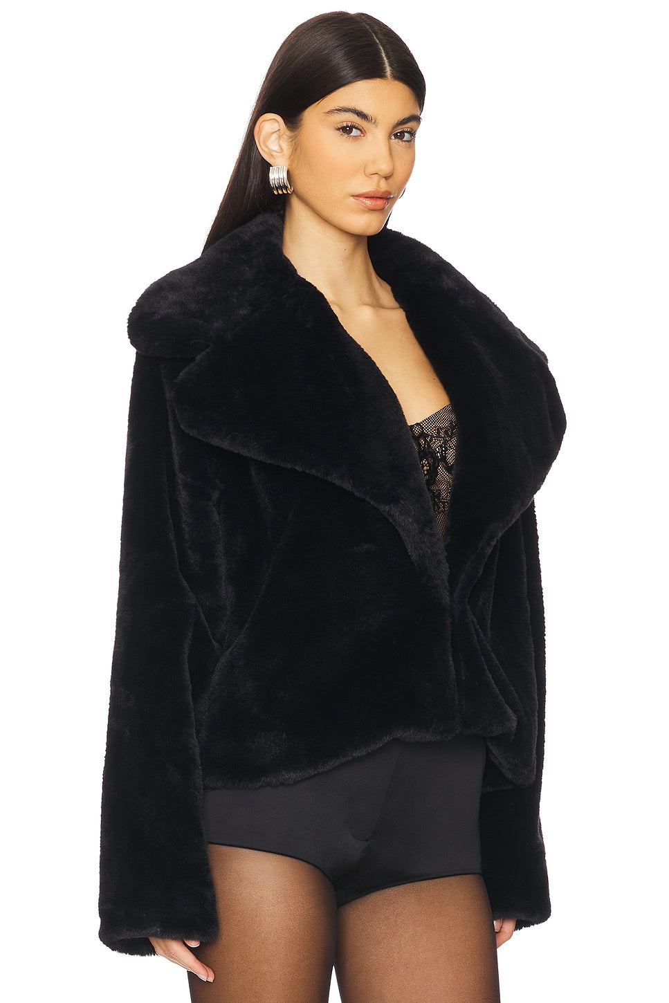 superdown Willow Faux Fur Coat in Black