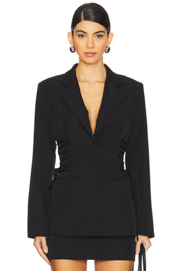 superdown Jennifer Lace Up Blazer in Black