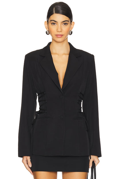 superdown Jennifer Lace Up Blazer in Black