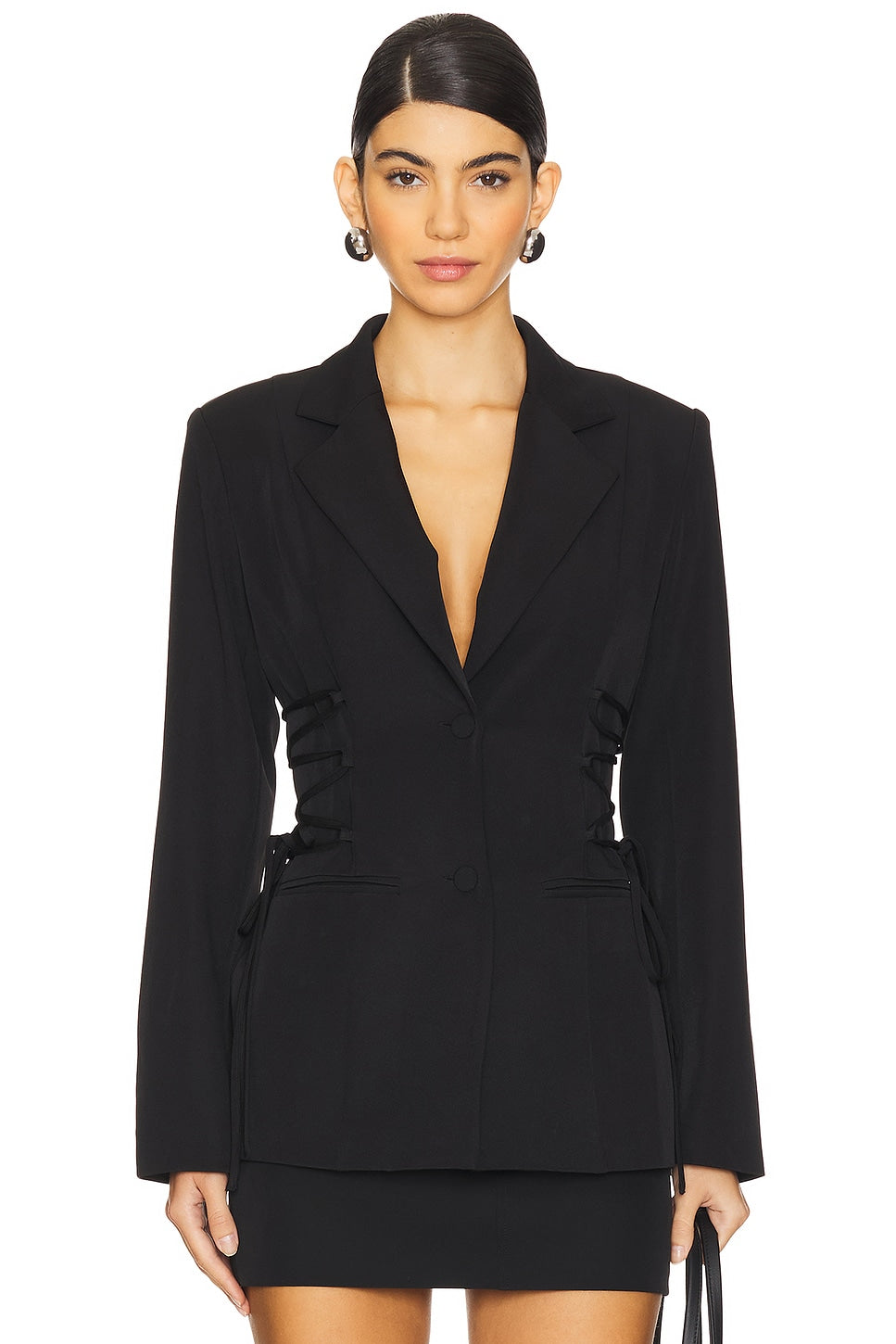 superdown Jennifer Lace Up Blazer in Black