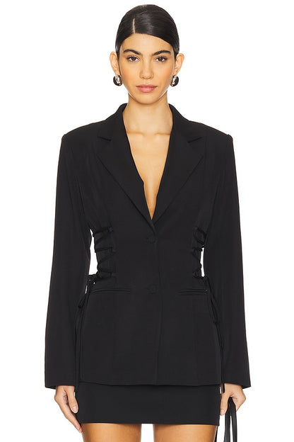 superdown Jennifer Lace Up Blazer in Black