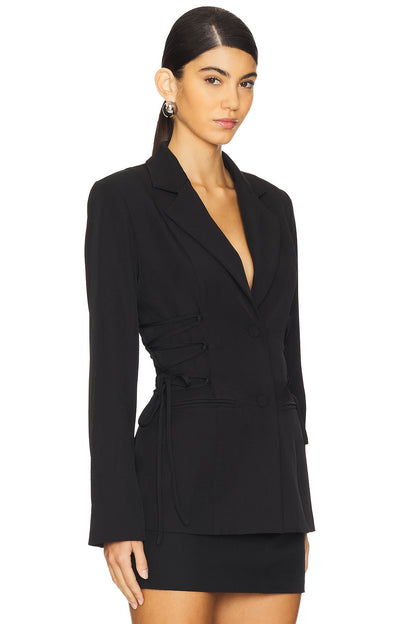superdown Jennifer Lace Up Blazer in Black