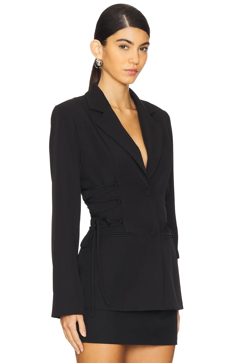 superdown Jennifer Lace Up Blazer in Black