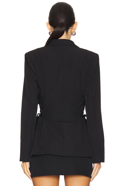 superdown Jennifer Lace Up Blazer in Black