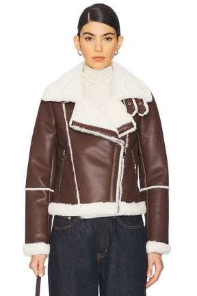 superdown Genna Zip Up Jacket in Brown