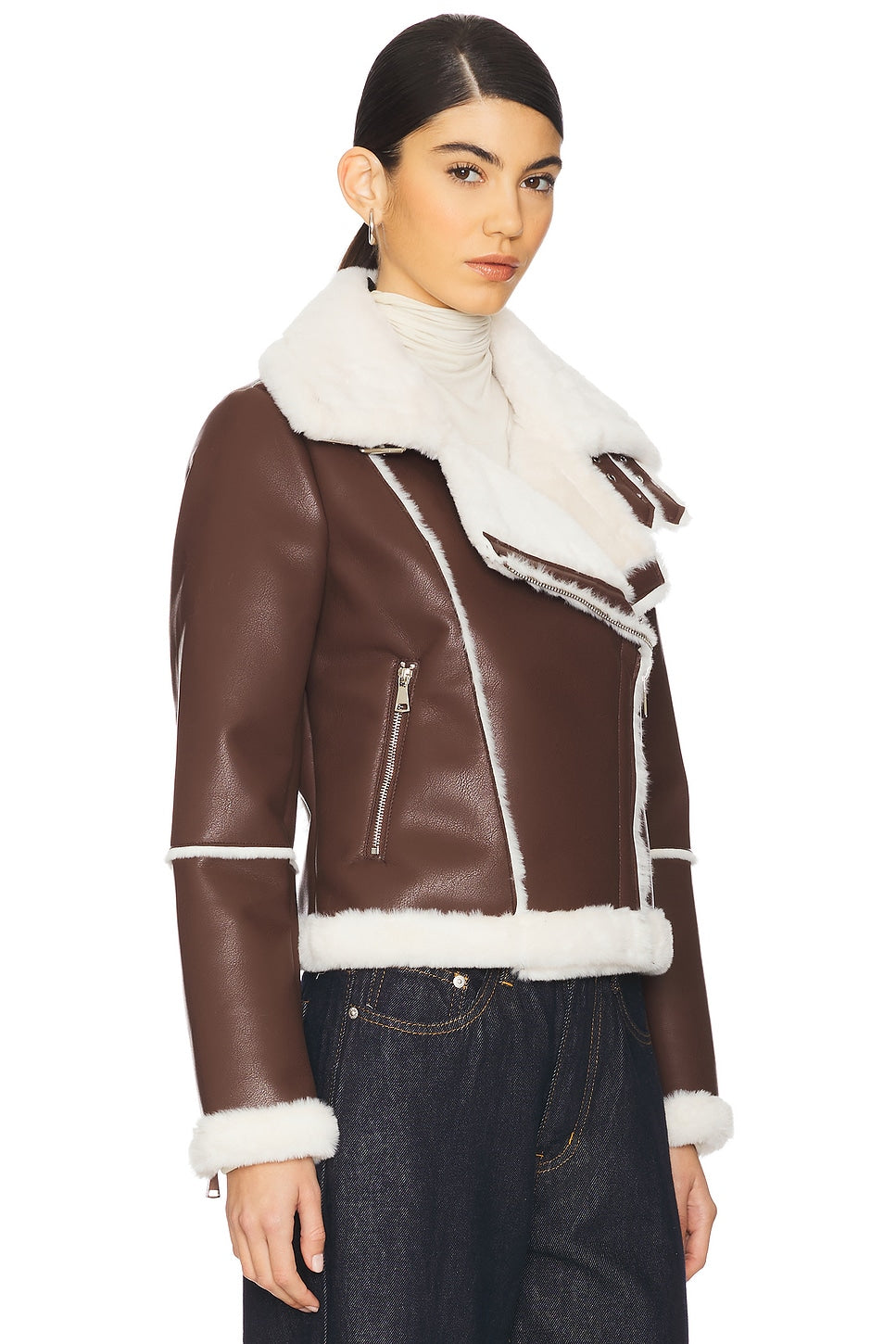 superdown Genna Zip Up Jacket in Brown