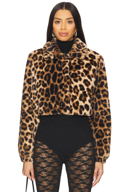 superdown Valdis Faux Fur Jacket in Brown