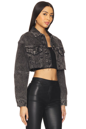 superdown Kathy Cut Off Jacket in Washed Black