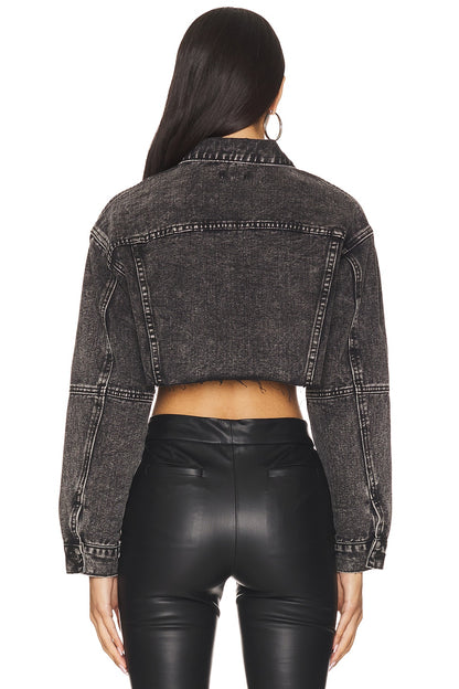 superdown Kathy Cut Off Jacket in Washed Black