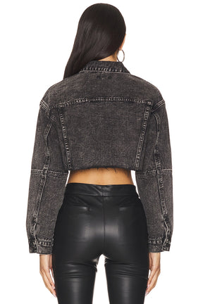 superdown Kathy Cut Off Jacket in Washed Black