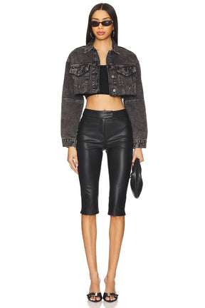 superdown Kathy Cut Off Jacket in Washed Black