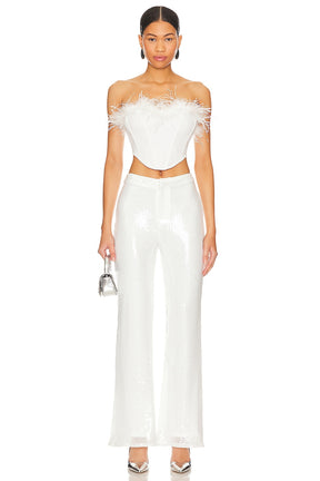 superdown Avia Pant in White Sequin