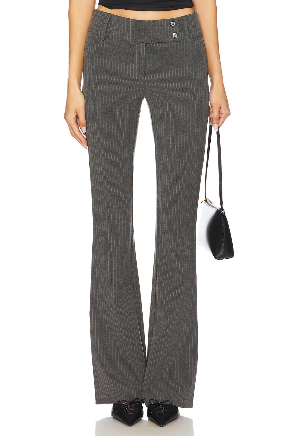 superdown Emerson Pant in Grey Pinstripe
