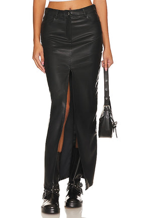 superdown Alina Faux Leather Skirt in Black