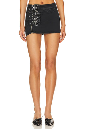superdown Floria Denim Skirt in Black