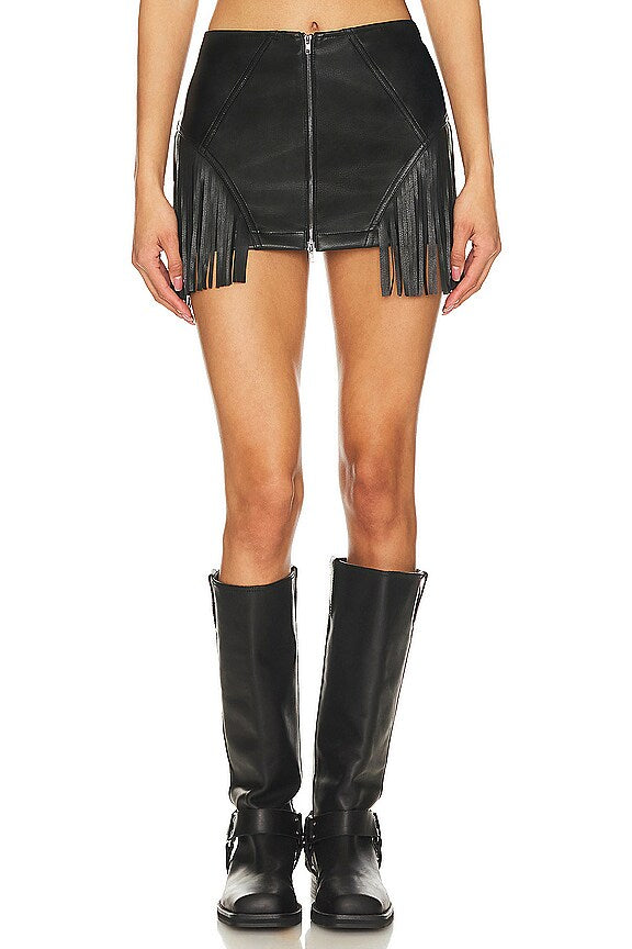 superdown Riley Faux Leather Skirt in Black