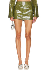 superdown Ethel Faux Leather Skirt in Olive